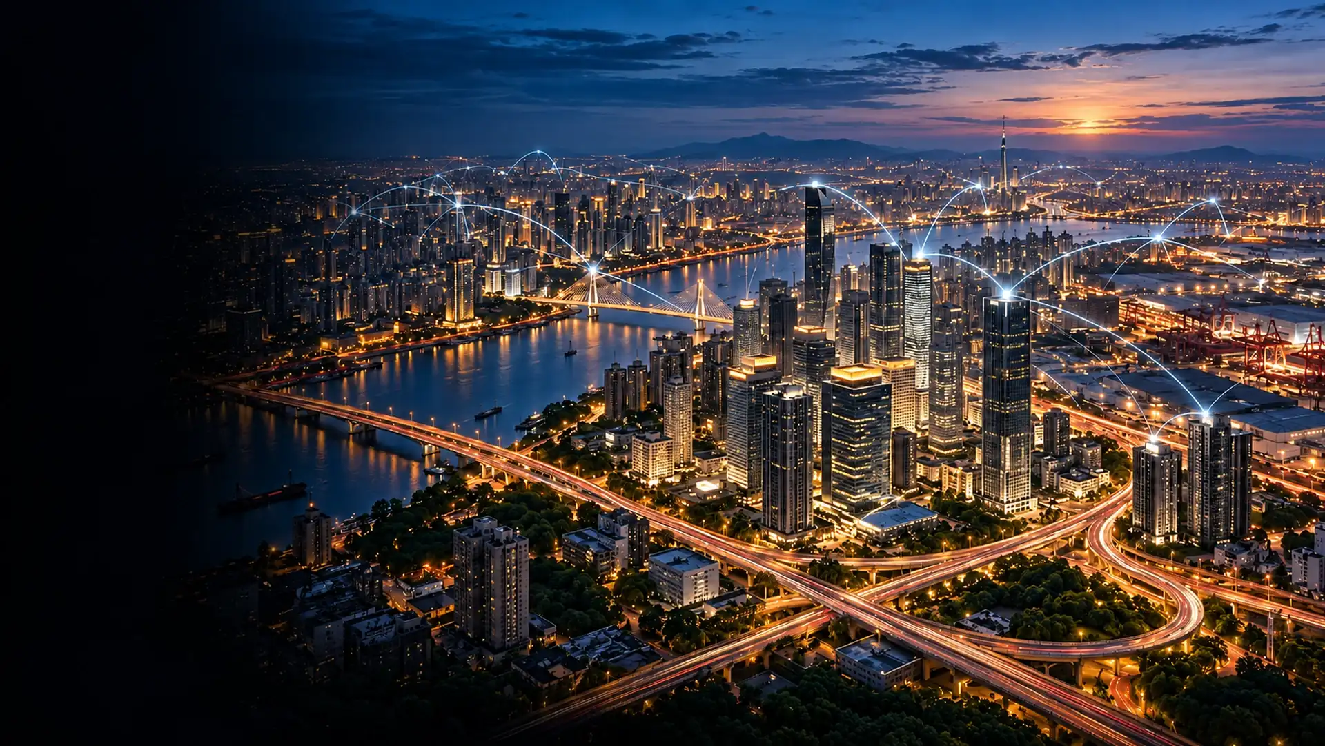 Connected digital infrastructure across a vast city.